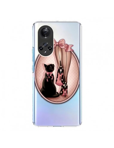 Coque Honor 50 et Huawei Nova 9 Lady Chat Noeud Papillon Pois Chaussures Transparente - Maryline Cazenave