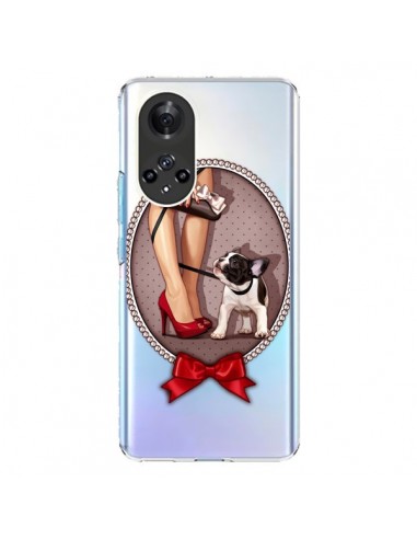 Coque Honor 50 et Huawei Nova 9 Lady Jambes Chien Bulldog Dog Pois Noeud Papillon Transparente - Maryline Cazenave