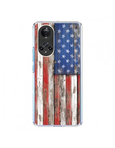 Coque Honor 50 et Huawei Nova 9 Drapeau USA Vintage Bois Wood - Maximilian San