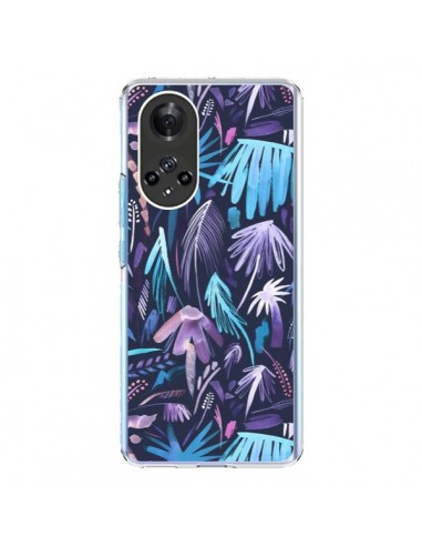 Coque Honor 50 et Huawei Nova 9 Brushstrokes Tropical Palms Navy - Ninola Design