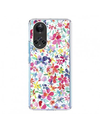 Coque Honor 50 et Huawei Nova 9 Colorful Flowers Petals Blue - Ninola Design