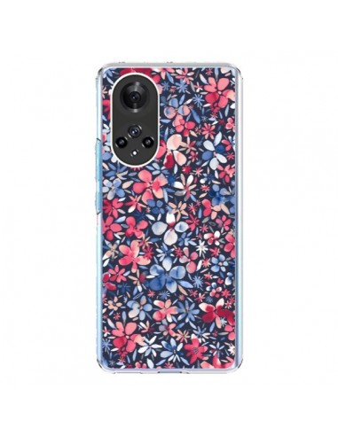 Coque Honor 50 et Huawei Nova 9 Colorful Little Flowers Navy - Ninola Design