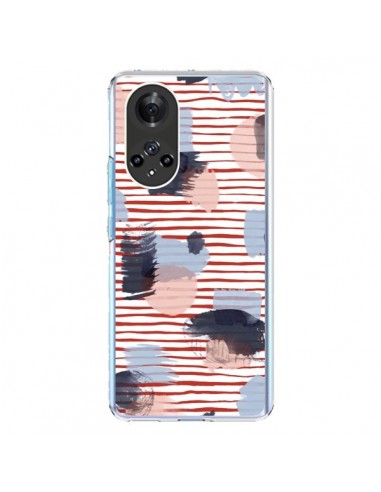 Coque Honor 50 et Huawei Nova 9 Watercolor Stains Stripes Red - Ninola Design