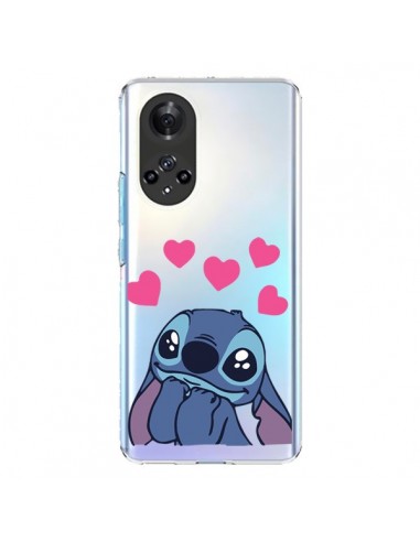 Coque Honor 50 et Huawei Nova 9 Stitch de Lilo et Stitch in love en coeur transparente