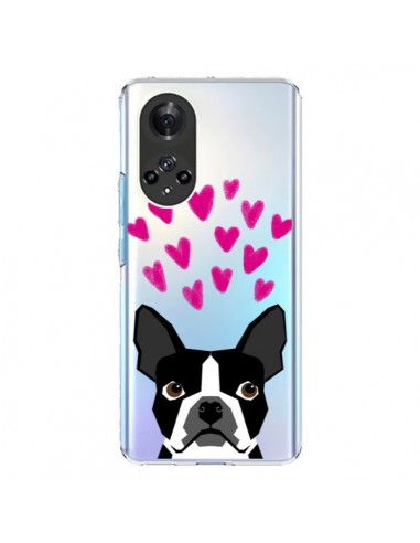 Coque Honor 50 et Huawei Nova 9 Boston Terrier Coeurs Chien Transparente - Pet Friendly