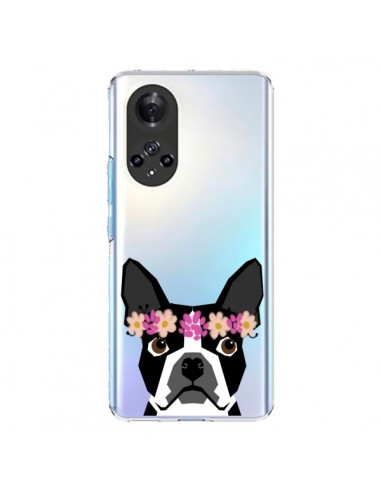 Coque Honor 50 et Huawei Nova 9 Boston Terrier Fleurs Chien Transparente - Pet Friendly