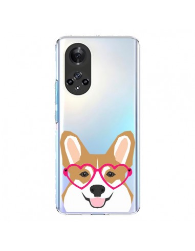 Coque Honor 50 et Huawei Nova 9 Chien Marrant Lunettes Coeurs Transparente - Pet Friendly