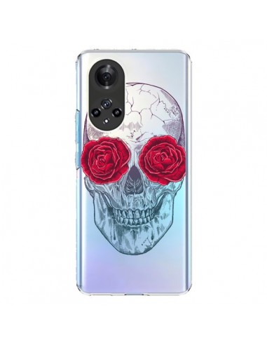 Coque Honor 50 et Huawei Nova 9 Tête de Mort Rose Fleurs Transparente - Rachel Caldwell