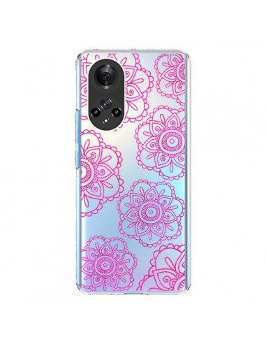 Coque Honor 50 et Huawei Nova 9 Pink Doodle Flower Mandala Rose Fleur Transparente - Sylvia Cook