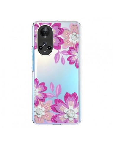 Coque Honor 50 et Huawei Nova 9 Winter Flower Rose, Fleurs d'Hiver Transparente - Sylvia Cook