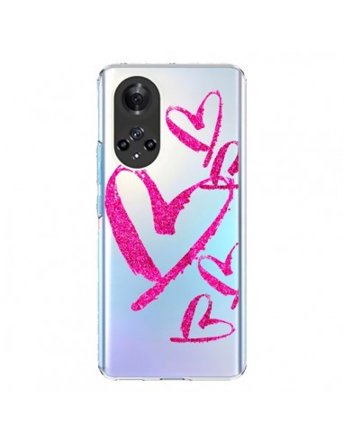 Coque Honor 50 et Huawei Nova 9 Pink Heart Coeur Rose Transparente - Sylvia Cook