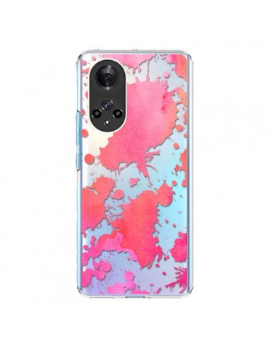 Coque Honor 50 et Huawei Nova 9 Watercolor Splash Taches Rose Orange Transparente - Sylvia Cook