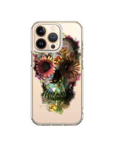 iPhone 13 Pro Case Skull Flowers Clear - Ali Gulec