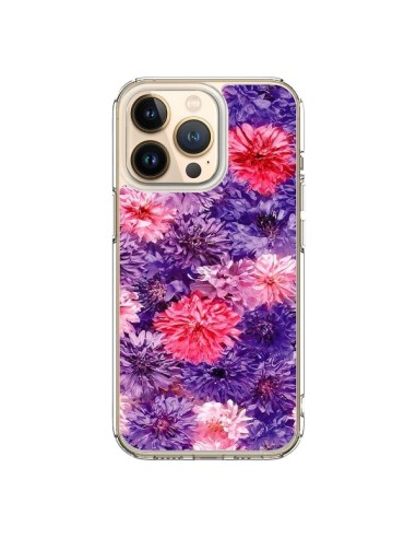 Coque iPhone 13 Pro Fleurs Violettes Flower Storm - Asano Yamazaki