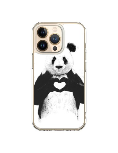 Coque iPhone 13 Pro Panda Amour All you need is love - Balazs Solti