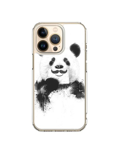 Coque iPhone 13 Pro Funny Panda Moustache Movember - Balazs Solti