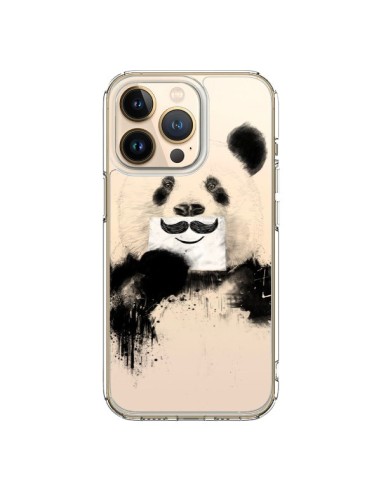 Coque iPhone 13 Pro Funny Panda Moustache Transparente - Balazs Solti
