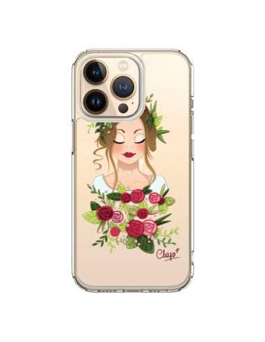 Coque iPhone 13 Pro Femme Closed Eyes Fleurs Transparente - Chapo