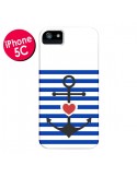 Coque iPhone 5C Mariniere Encre Marin Coeur - Jonathan Perez