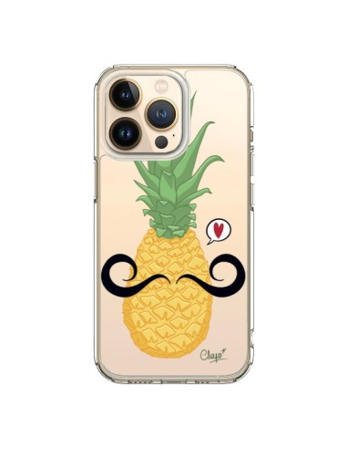 Coque iPhone 13 Pro Ananas Moustache Transparente - Chapo