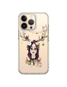 Cover iPhone 13 Pro Donna Natale Legno Cervo Trasparente...