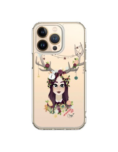 iPhone 13 Pro Case Girl Christmas Wood Deer Clear - Chapo
