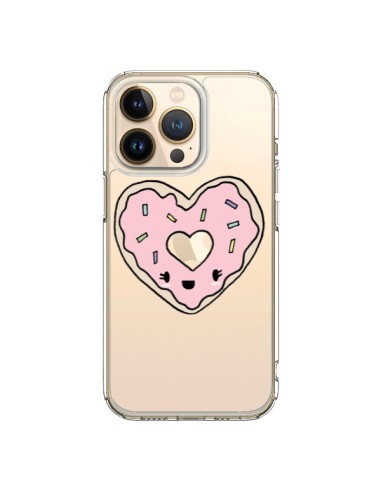 Coque iPhone 13 Pro Donuts Heart Coeur Rose Transparente - Claudia Ramos