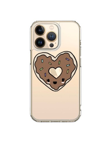 Coque iPhone 13 Pro Donuts Heart Coeur Chocolat Transparente - Claudia Ramos