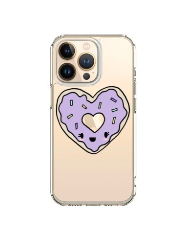 Cover iPhone 13 Pro Ciambella Cuore Viola Trasparente - Claudia Ramos