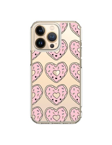Coque iPhone 13 Pro Donuts Heart Coeur Rose Pink Transparente - Claudia Ramos