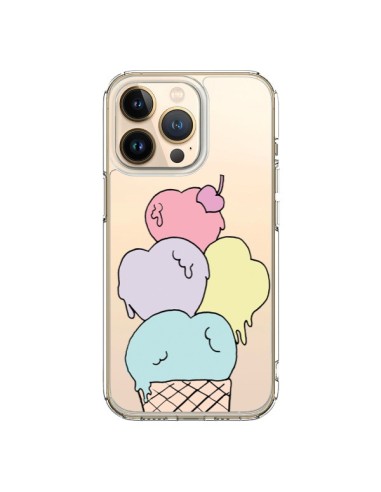 Coque iPhone 13 Pro Ice Cream Glace Summer Ete Coeur Transparente - Claudia Ramos