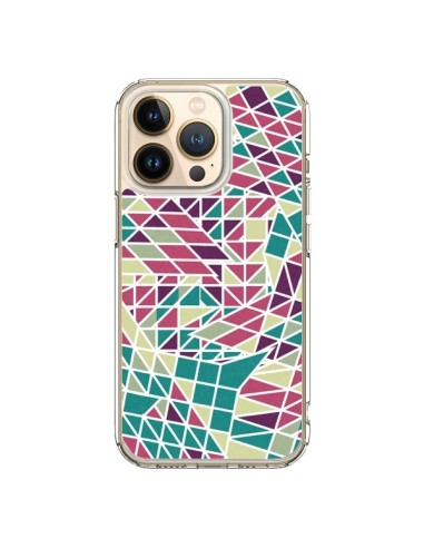 Coque iPhone 13 Pro Azteque Triangles Vert Violet - Eleaxart