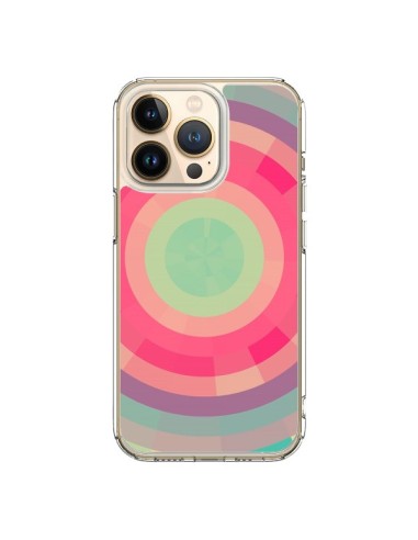 Coque iPhone 13 Pro Spirale de Couleurs Rose Vert - Eleaxart