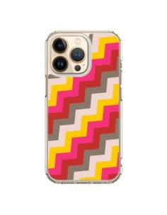 Coque iPhone 13 Pro Lignes Triangle Azteque Rose Rouge -...