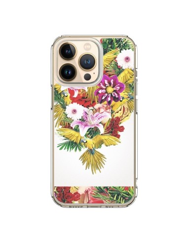Cover iPhone 13 Pro Parrot Floral Pappagallo Fiori - Eleaxart