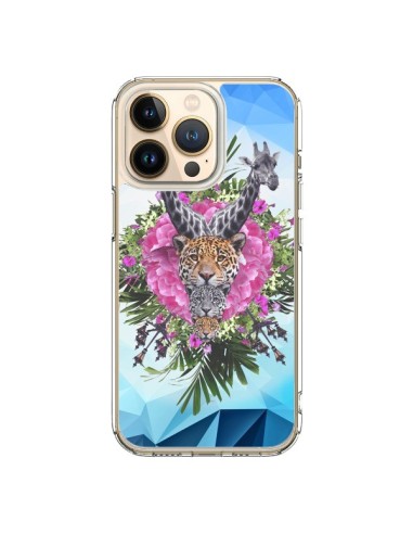 Cover iPhone 13 Pro Giraffe Leoni Tigri Giungla - Eleaxart