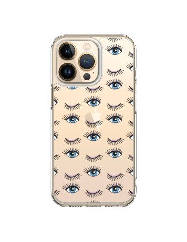 iPhone 13 Pro Case Eyes Blue Mosaic Clear - Léa Clément