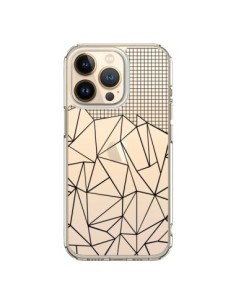 iPhone 13 Pro Case Lines Grid Abstract Black Clear -...