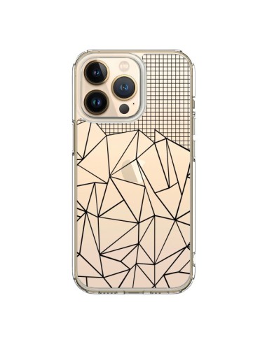 Coque iPhone 13 Pro Lignes Grille Grid Abstract Noir Transparente - Project M