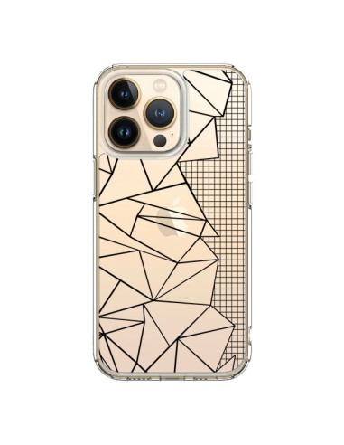 Coque iPhone 13 Pro Lignes Grilles Side Grid Abstract Noir Transparente - Project M