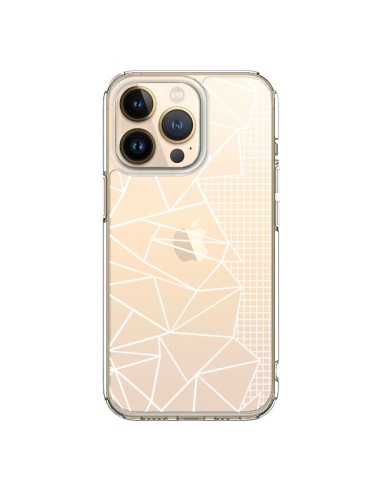 Coque iPhone 13 Pro Lignes Grilles Side Grid Abstract Blanc Transparente - Project M