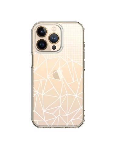 Cover iPhone 13 Pro Linee Griglia Grid Astratto Bianco Trasparente - Project M