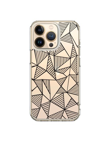 Cover iPhone 13 Pro Linee Griglia Triangles Grid Astratto Nero Trasparente - Project M