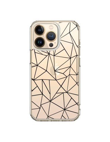 Cover iPhone 13 Pro Linee Triangoli Grid Astratto Nero Trasparente - Project M