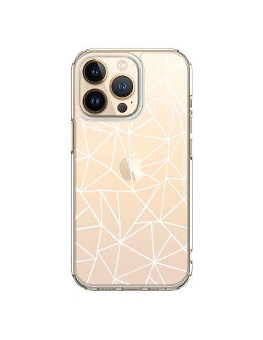 Coque iPhone 13 Pro Lignes Triangles Grid Abstract Blanc Transparente - Project M