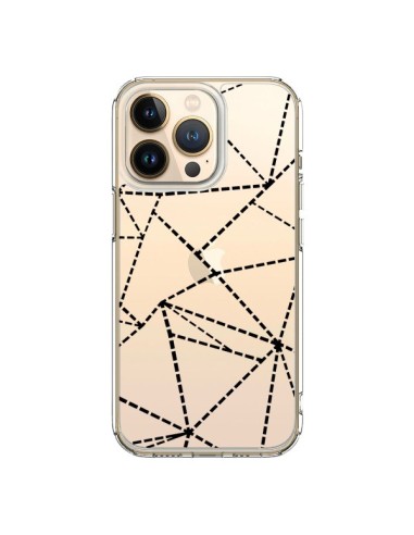 Coque iPhone 13 Pro Lignes Points Abstract Noir Transparente - Project M