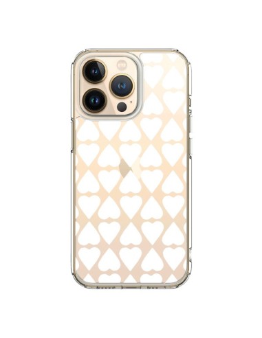 Coque iPhone 13 Pro Coeurs Heart Blanc Transparente - Project M