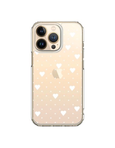 Cover iPhone 13 Pro Punti Cuori Bianco Trasparente - Project M