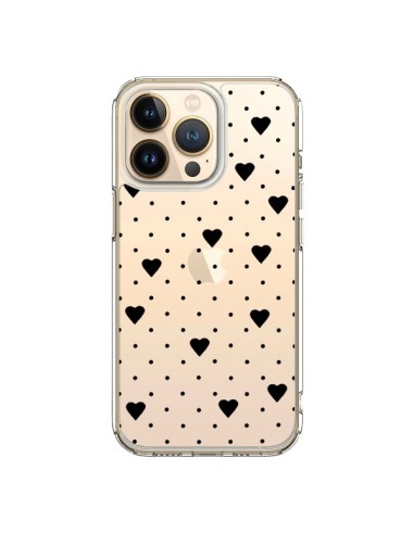 iPhone 13 Pro Case Points Hearts Black Clear - Project M