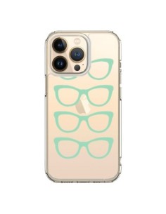 Coque iPhone 13 Pro Sunglasses Lunettes Soleil Mint Bleu...